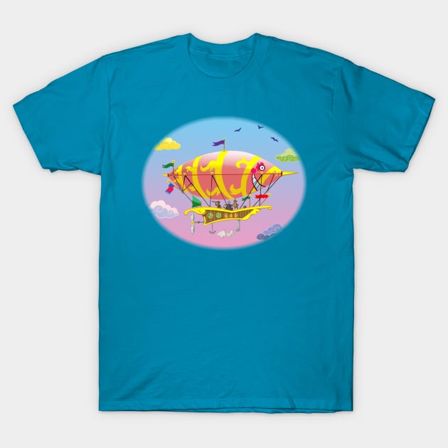 Steampunk Dirigible Dreamship Tee T-Shirt by Toonicorn